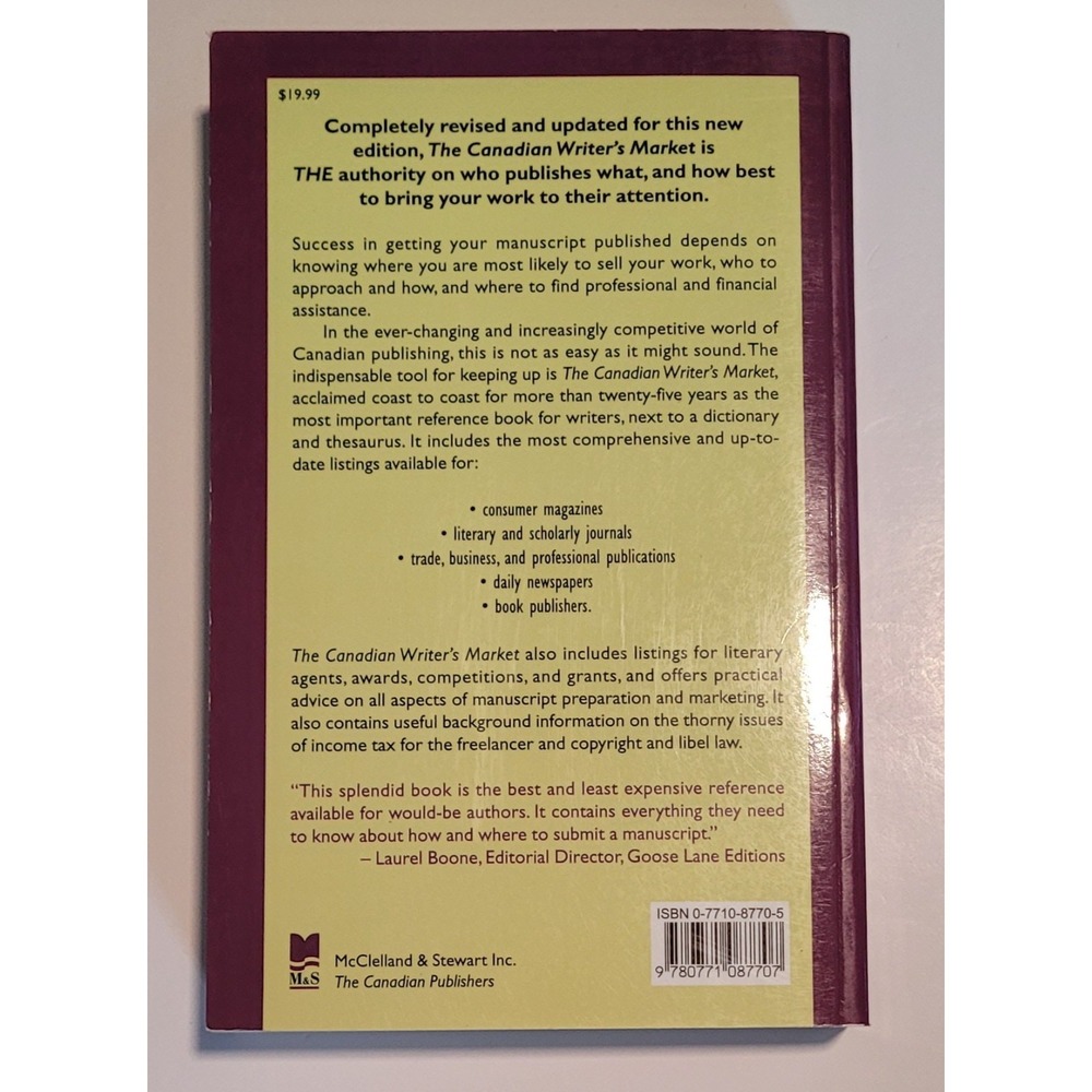 The Canadian Writers Market 13th Edition By Adrian Waller Paperback - Picture 2 of 2